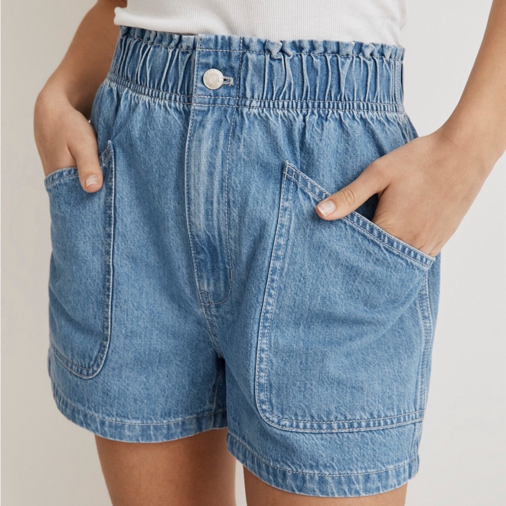 Madewell pull on denim paper bag utility short